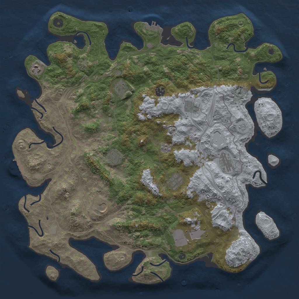 Rust Map: Procedural Map, Size: 4500, Seed: 8833880, 19 Monuments