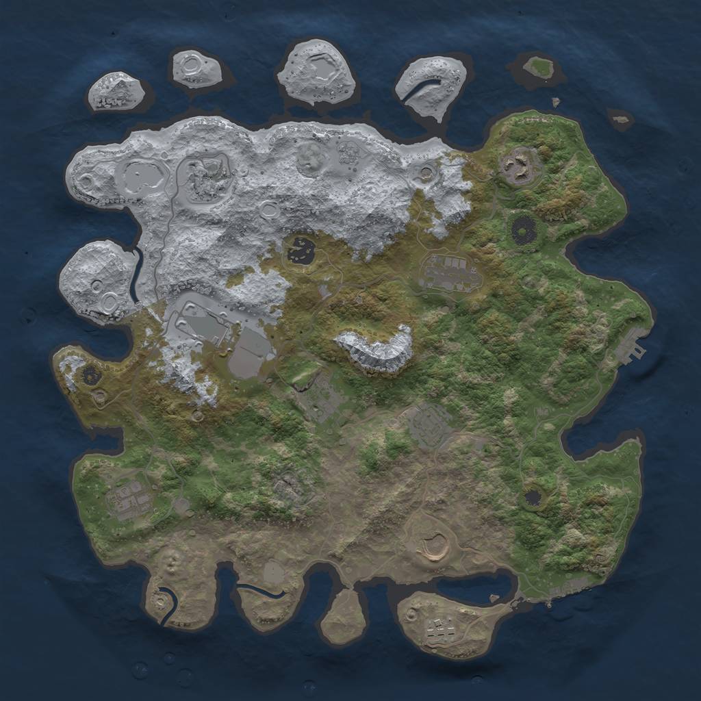 Rust Map: Procedural Map, Size: 3800, Seed: 70985162, 19 Monuments