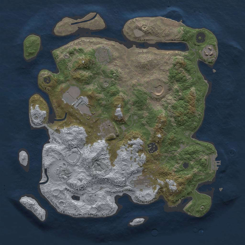 Rust Map: Procedural Map, Size: 3500, Seed: 54830183, 17 Monuments