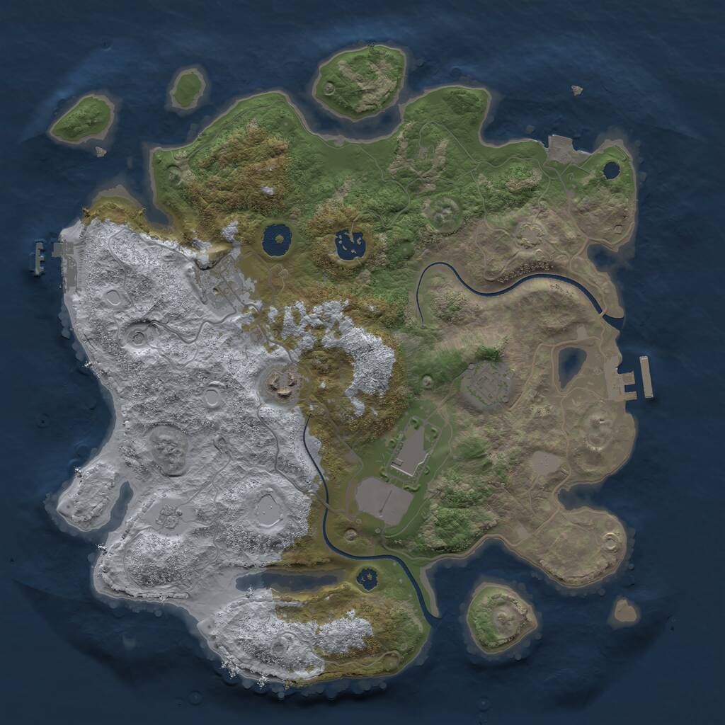 Rust Map: Procedural Map, Size: 3500, Seed: 96387672, 11 Monuments