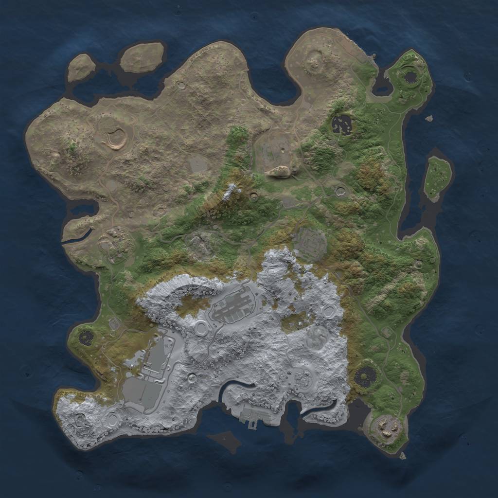Rust Map: Procedural Map, Size: 3500, Seed: 44257627, 17 Monuments
