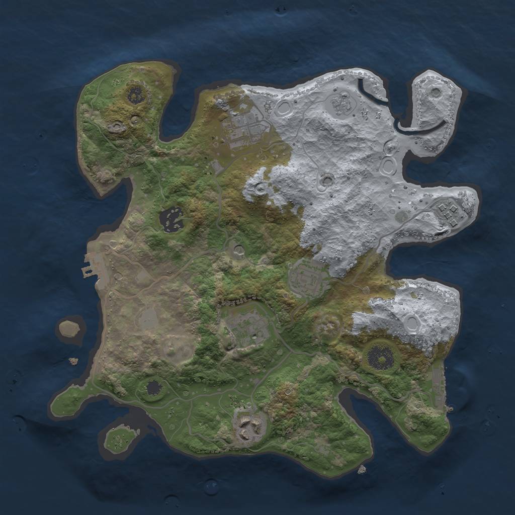 Rust Map: Procedural Map, Size: 3000, Seed: 1664524, 15 Monuments