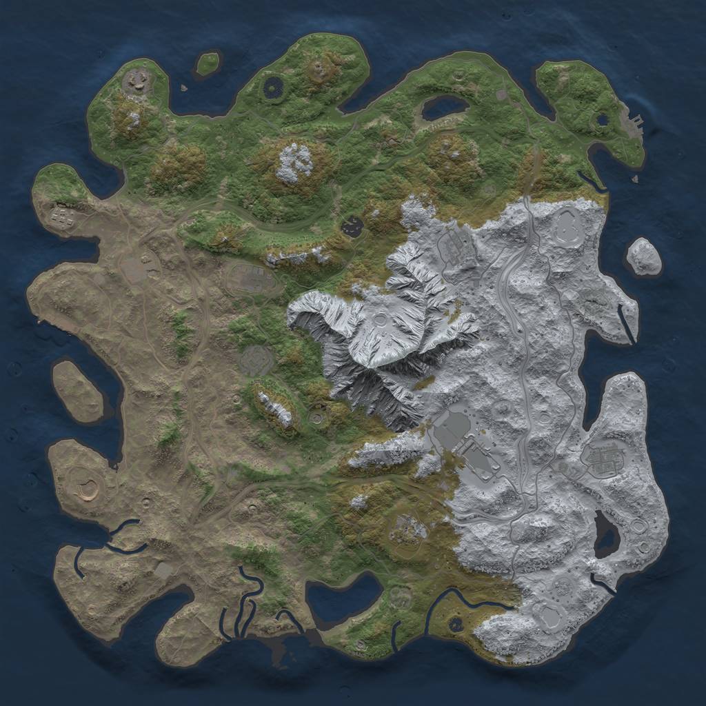 Rust Map: Procedural Map, Size: 5000, Seed: 1741168607, 20 Monuments