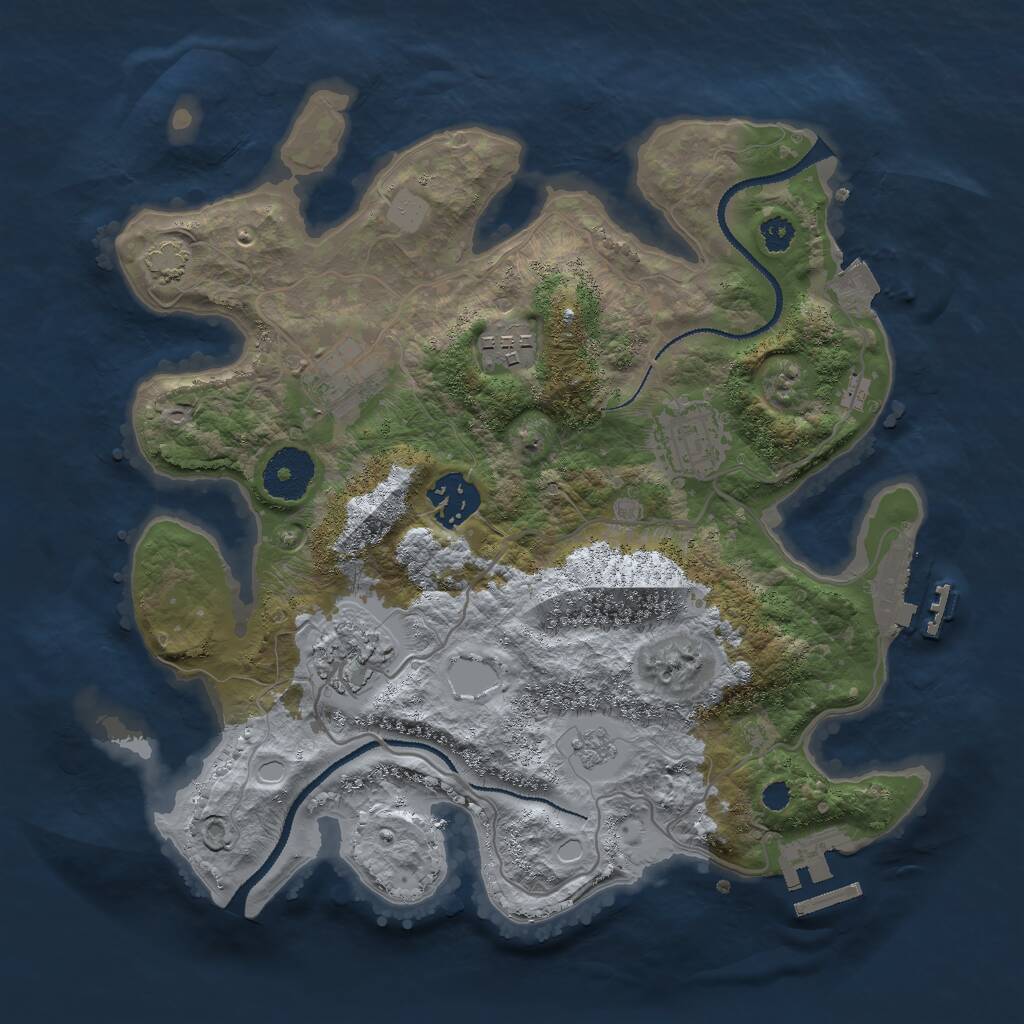 Rust Map: Procedural Map, Size: 3000, Seed: 1697, 10 Monuments
