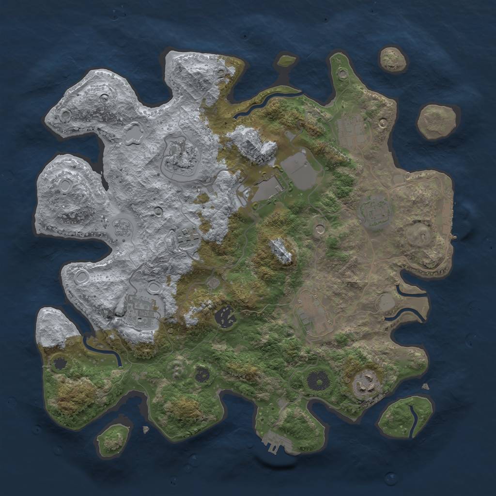 Rust Map: Procedural Map, Size: 3500, Seed: 25203191, 18 Monuments