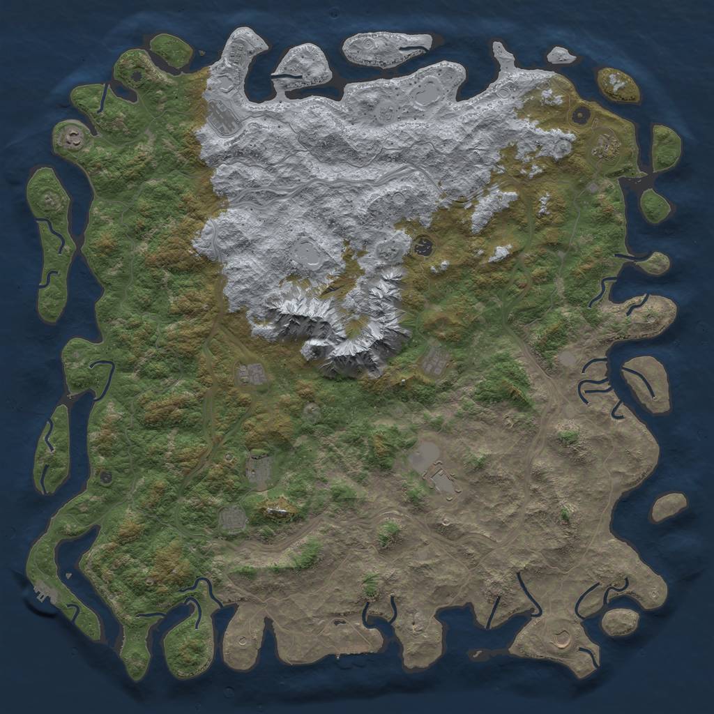 Rust Map: Procedural Map, Size: 6000, Seed: 500000, 20 Monuments