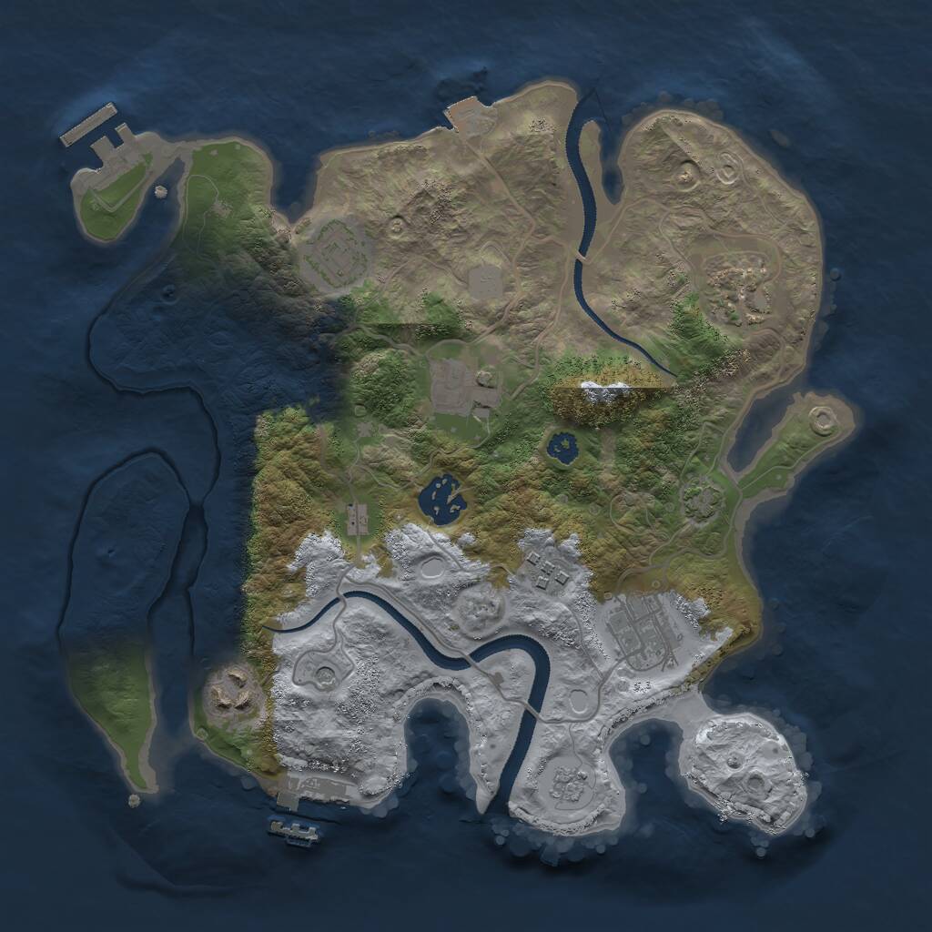 Rust Map: Procedural Map, Size: 3000, Seed: 18027, 13 Monuments