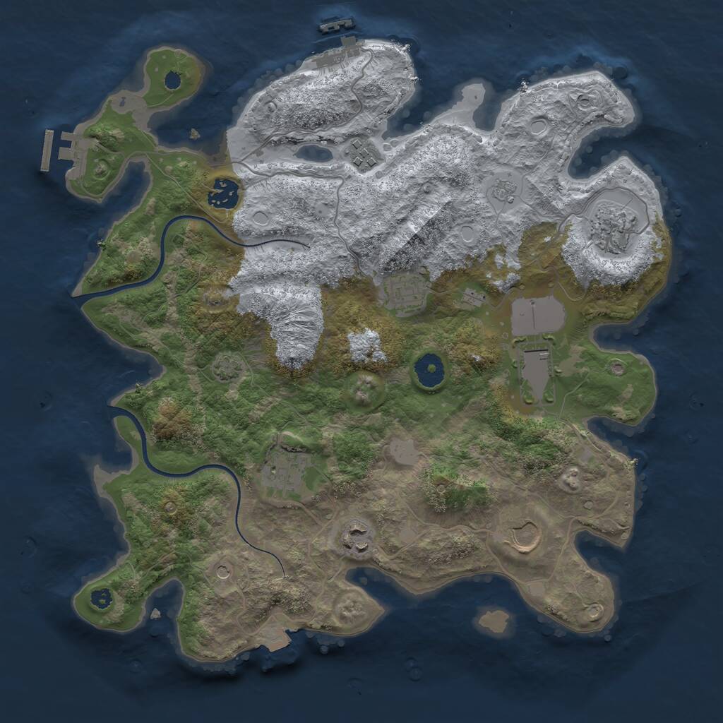 Rust Map: Procedural Map, Size: 3500, Seed: 13871360, 14 Monuments