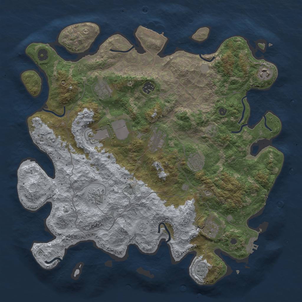 Rust Map: Procedural Map, Size: 4000, Seed: 1549157845, 18 Monuments
