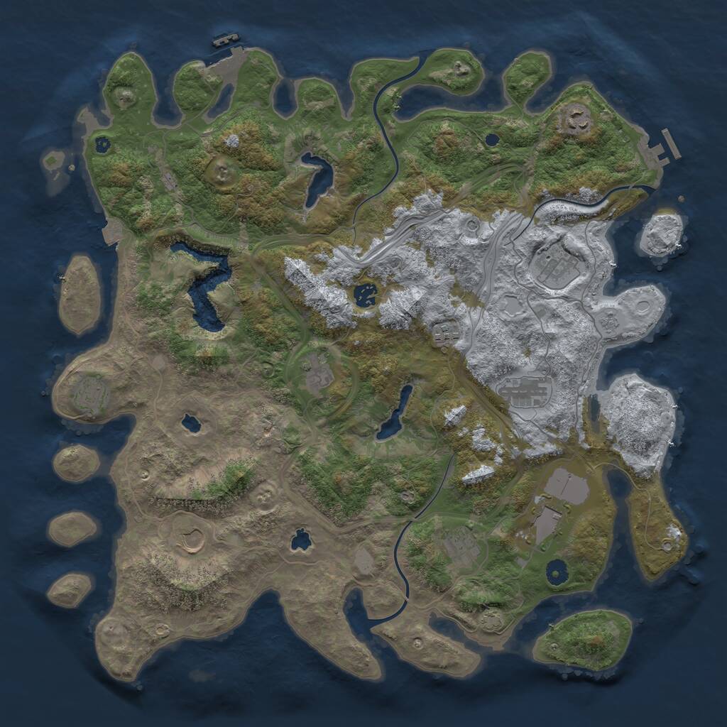 Rust Map: Procedural Map, Size: 4500, Seed: 364208695, 16 Monuments