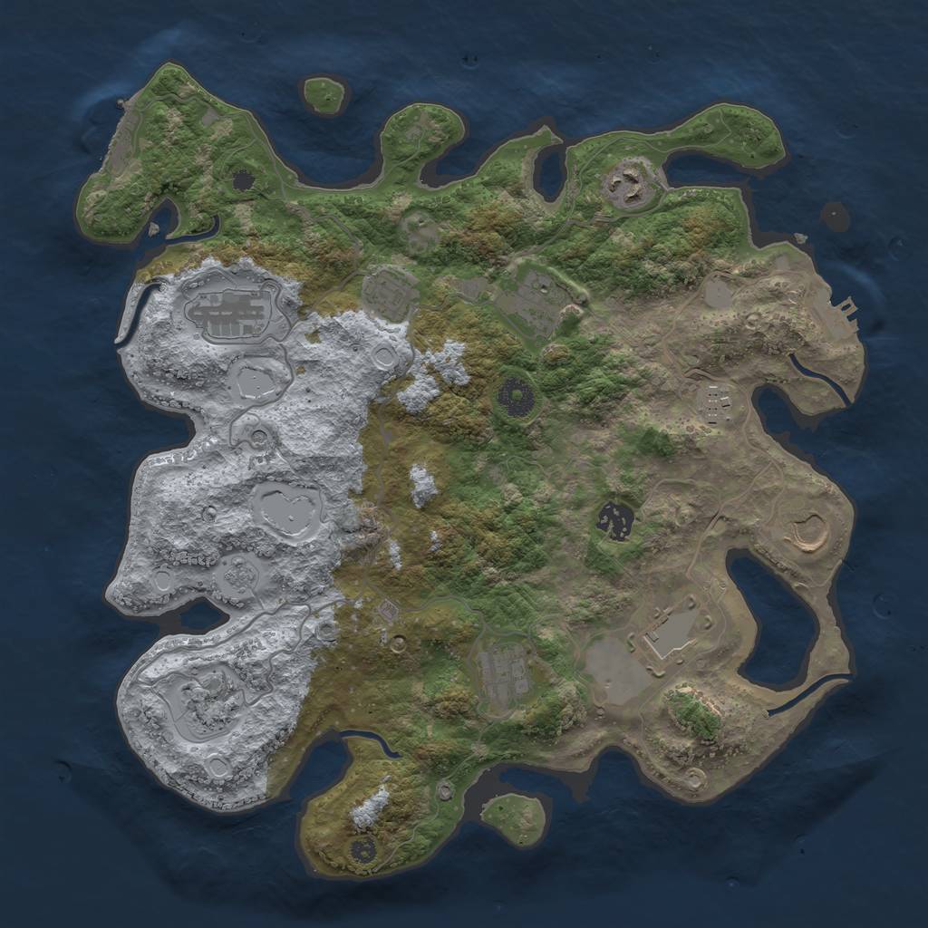 Rust Map: Procedural Map, Size: 3700, Seed: 21911, 19 Monuments