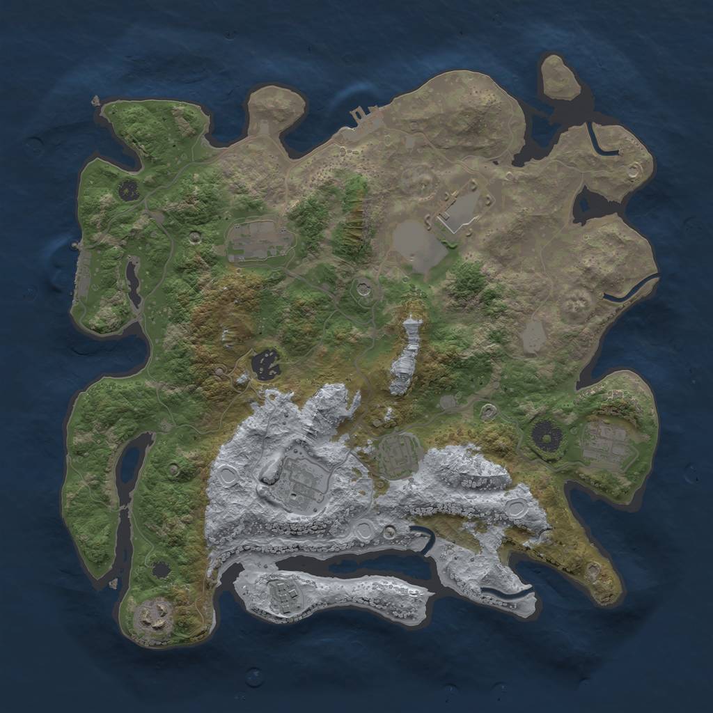 Rust Map: Procedural Map, Size: 3500, Seed: 82830880, 16 Monuments