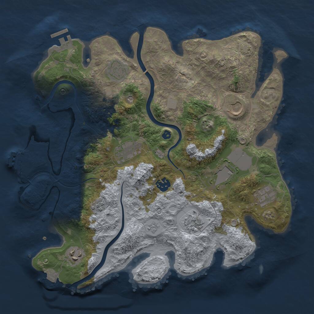 Rust Map: Procedural Map, Size: 3500, Seed: 38252503, 15 Monuments