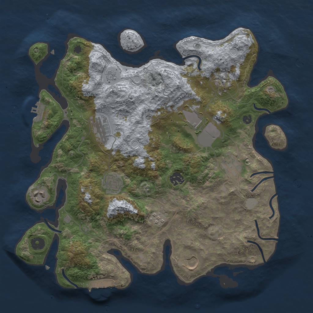 Rust Map: Procedural Map, Size: 3500, Seed: 13810, 18 Monuments