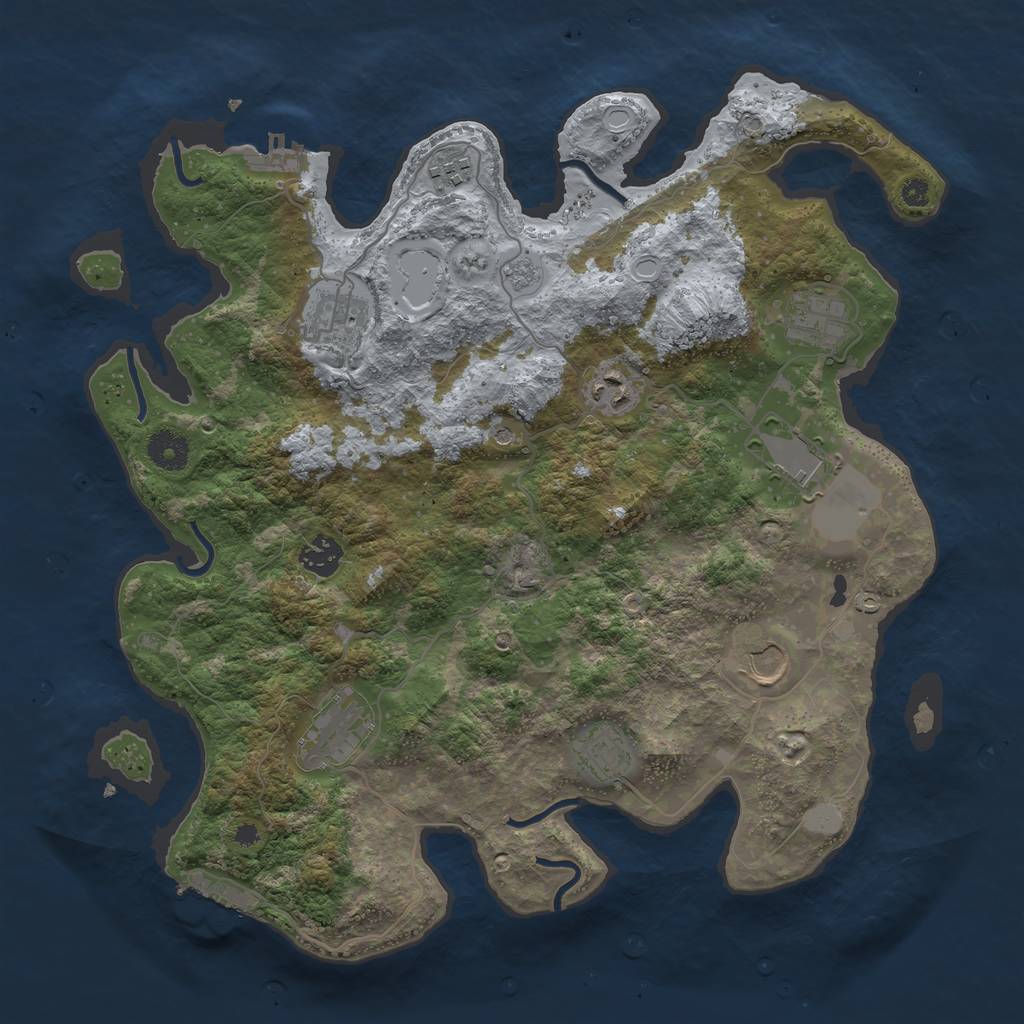 Rust Map: Procedural Map, Size: 3750, Seed: 214640823, 18 Monuments