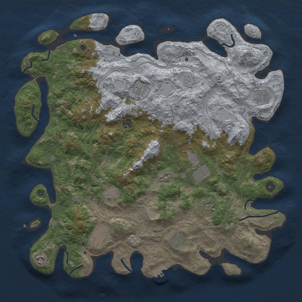 Rust Map: Procedural Map, Size: 4500, Seed: 546456, 18 Monuments