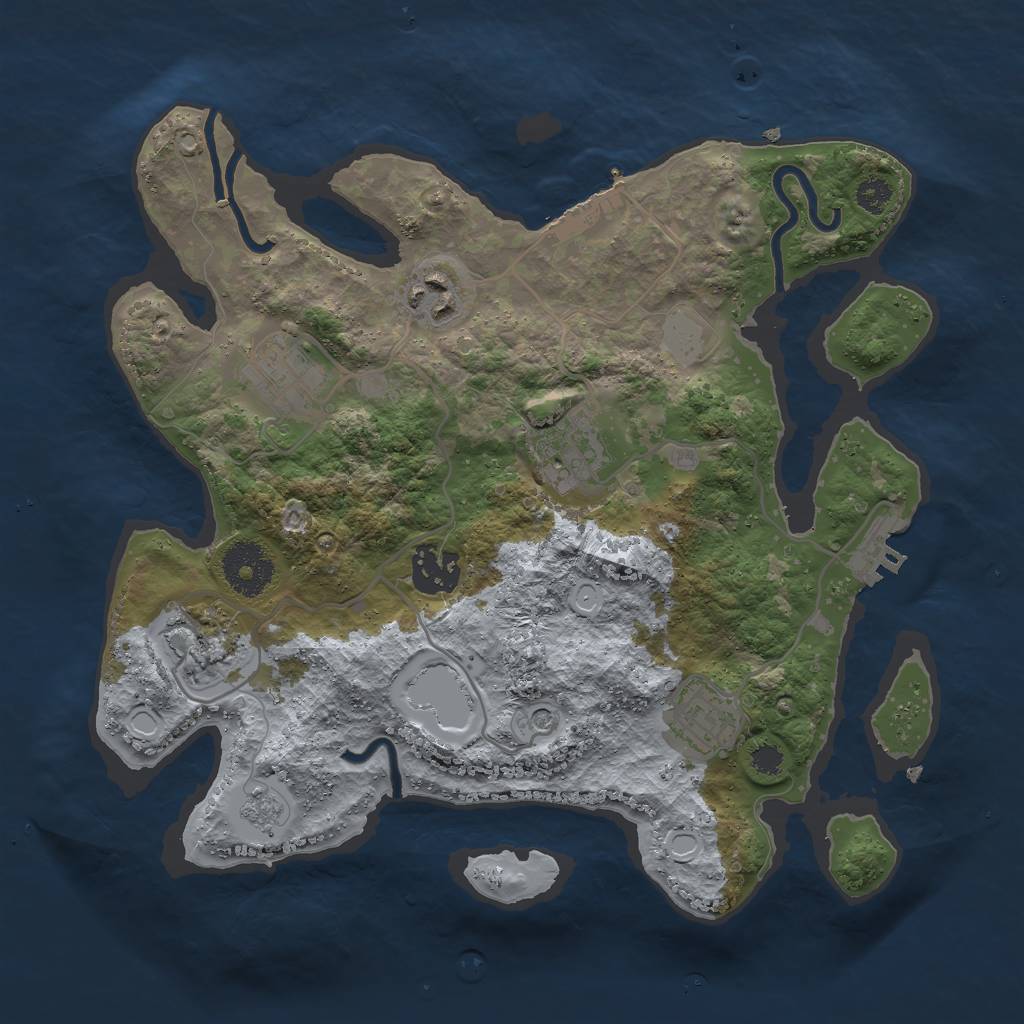 Rust Map: Procedural Map, Size: 3000, Seed: 77777777, 15 Monuments
