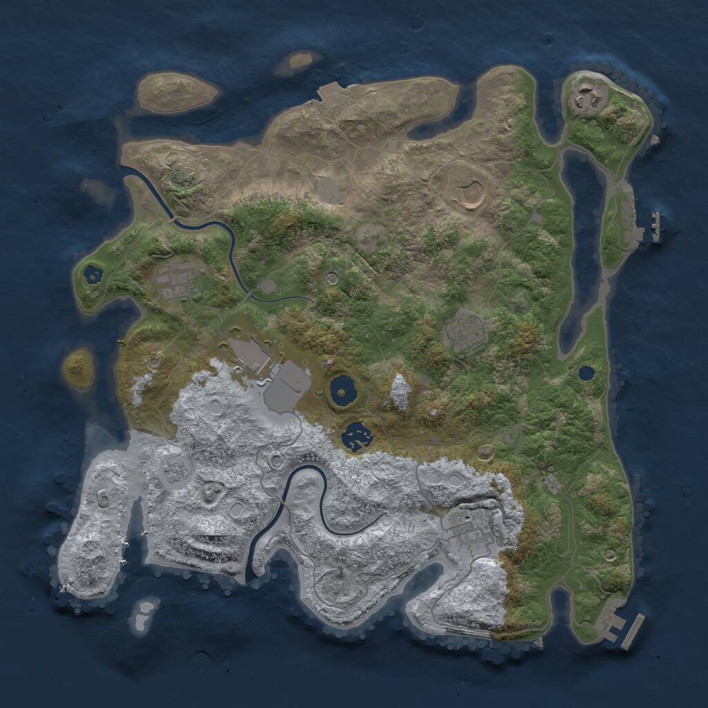 Rust Map: Procedural Map, Size: 3700, Seed: 64565477, 13 Monuments