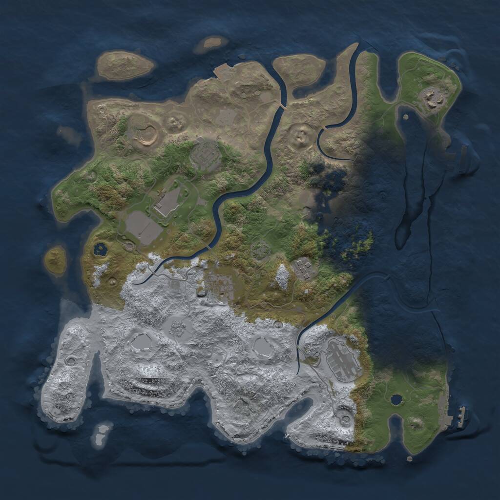 Rust Map: Procedural Map, Size: 3700, Seed: 64565477, 14 Monuments