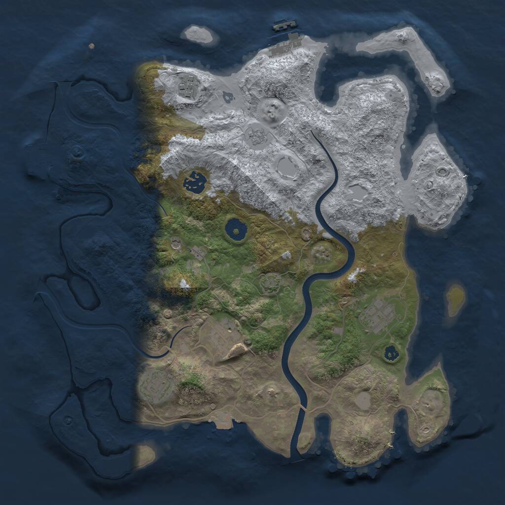 Rust Map: Procedural Map, Size: 3500, Seed: 45715209, 11 Monuments