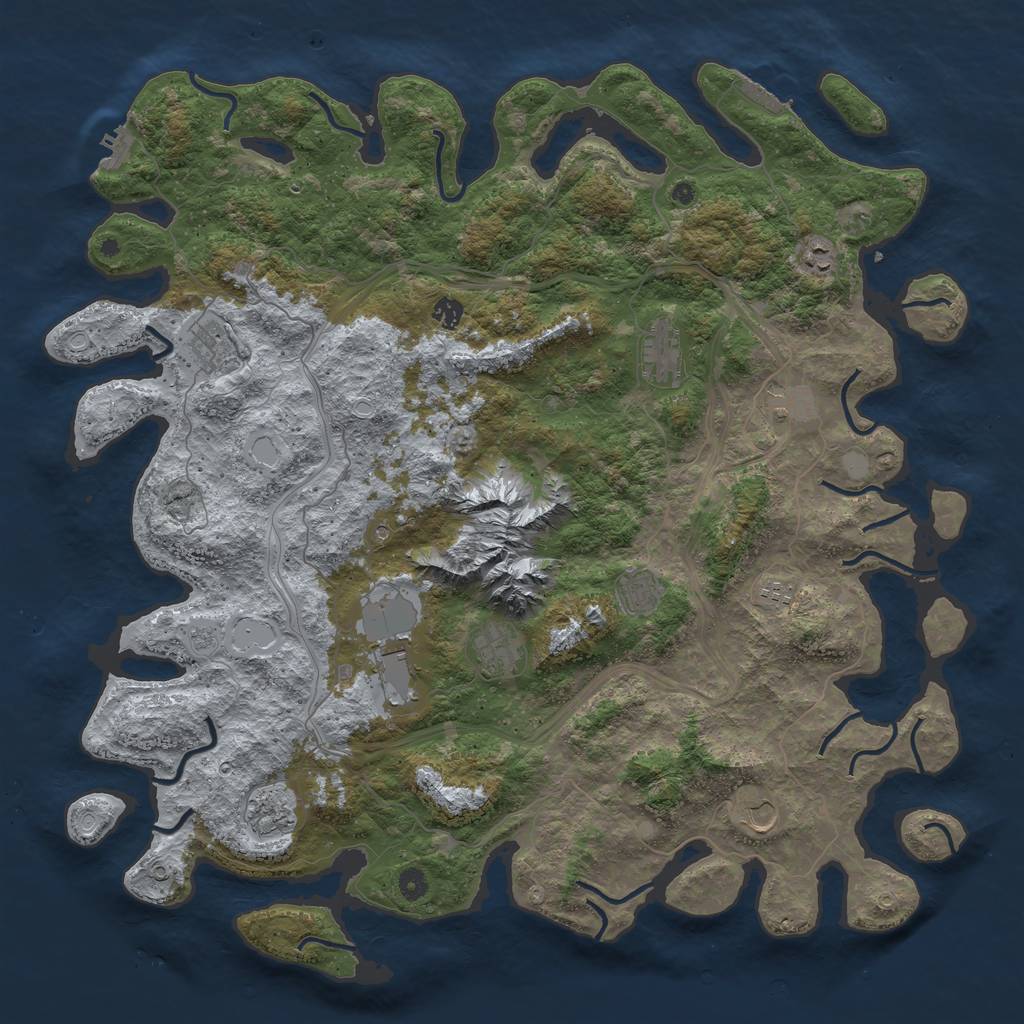 Rust Map: Procedural Map, Size: 5000, Seed: 57964, 20 Monuments