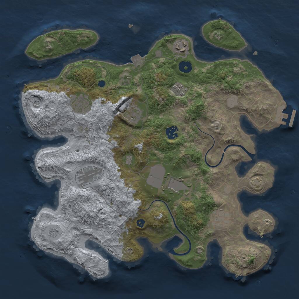 Rust Map: Procedural Map, Size: 3500, Seed: 30798, 13 Monuments