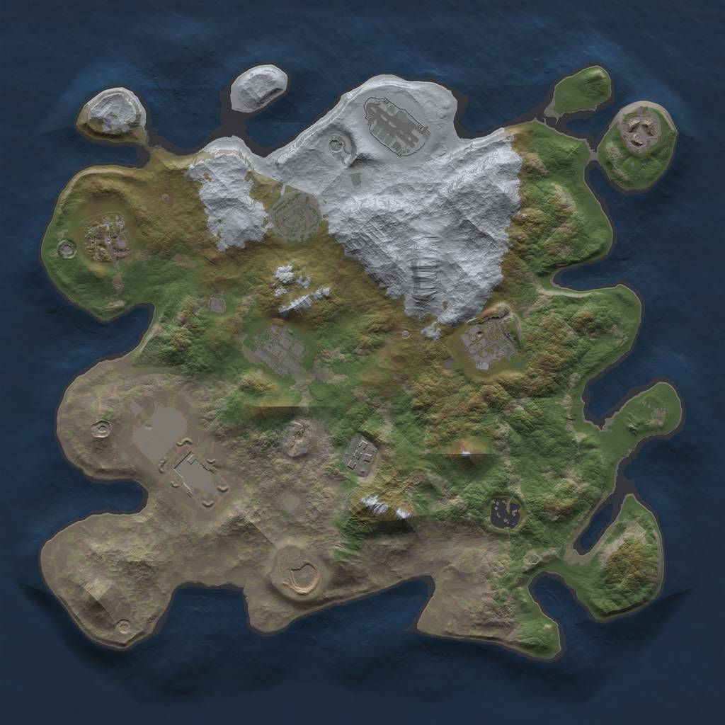 Rust Map: Barren, Size: 3500, Seed: 1546907547, 13 Monuments
