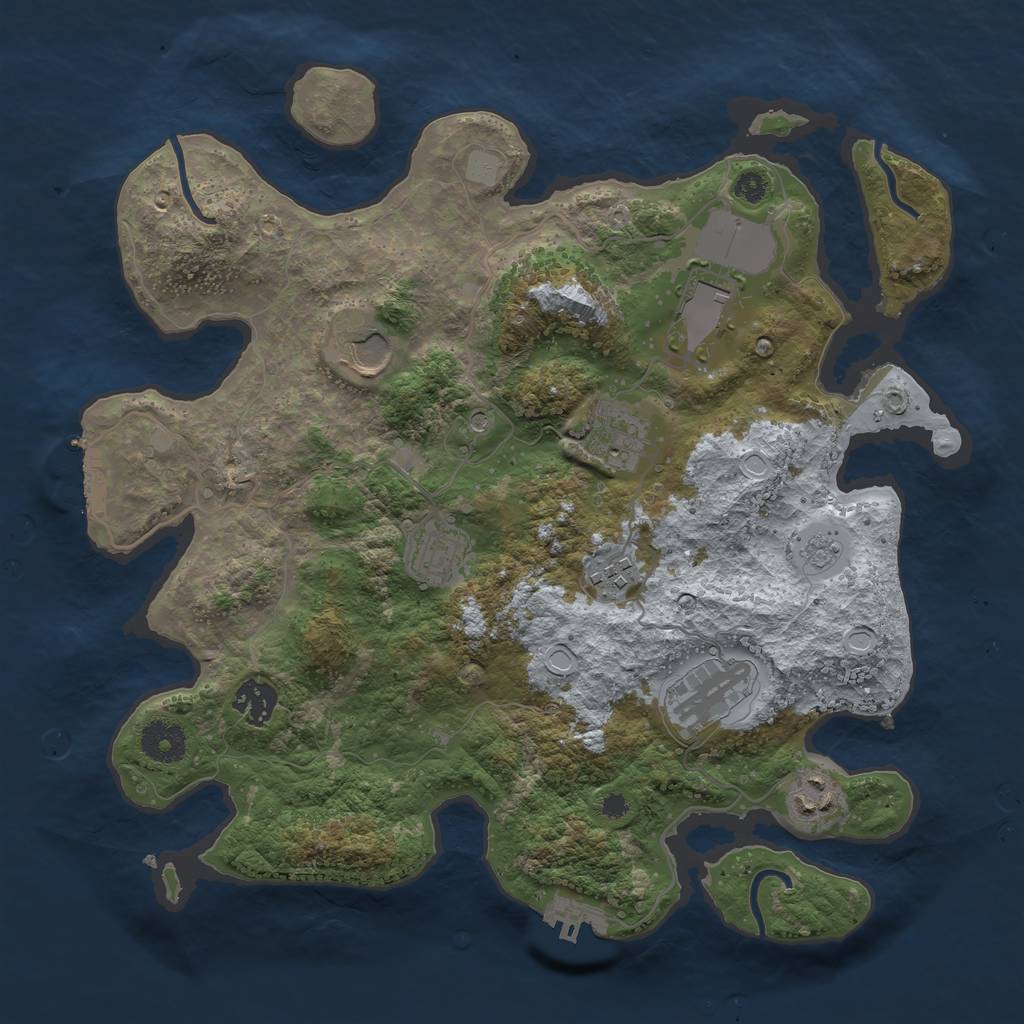 Rust Map: Procedural Map, Size: 3500, Seed: 88044754, 17 Monuments