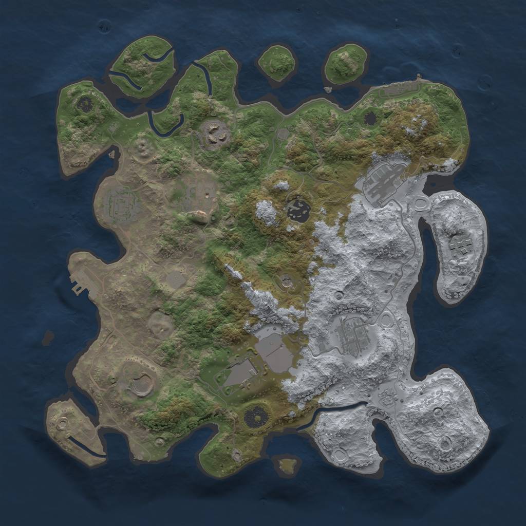 Rust Map: Procedural Map, Size: 3500, Seed: 1879979747, 18 Monuments
