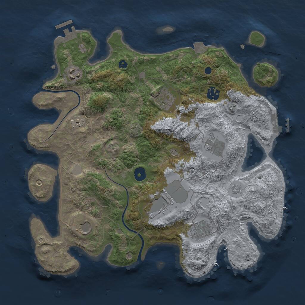 Rust Map: Procedural Map, Size: 3500, Seed: 126722, 14 Monuments