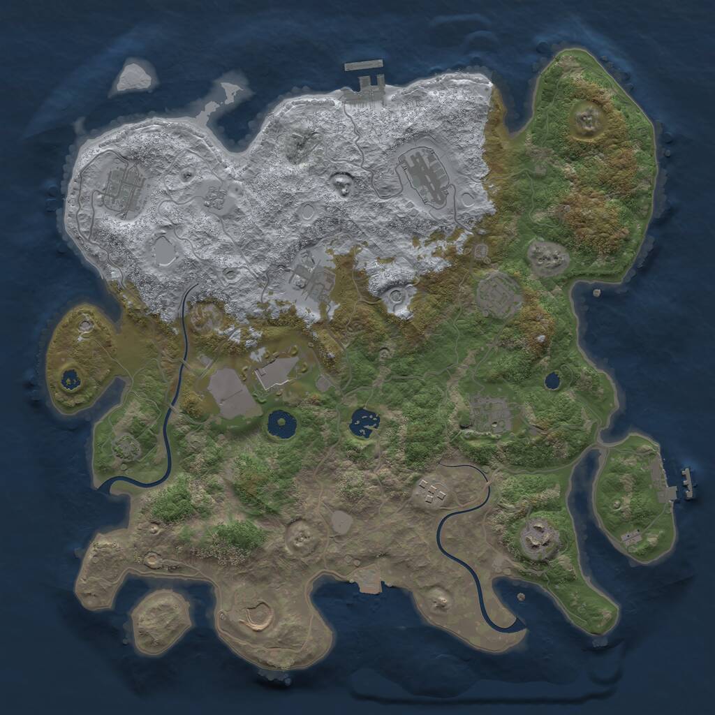 Rust Map: Procedural Map, Size: 3750, Seed: 579557484, 16 Monuments