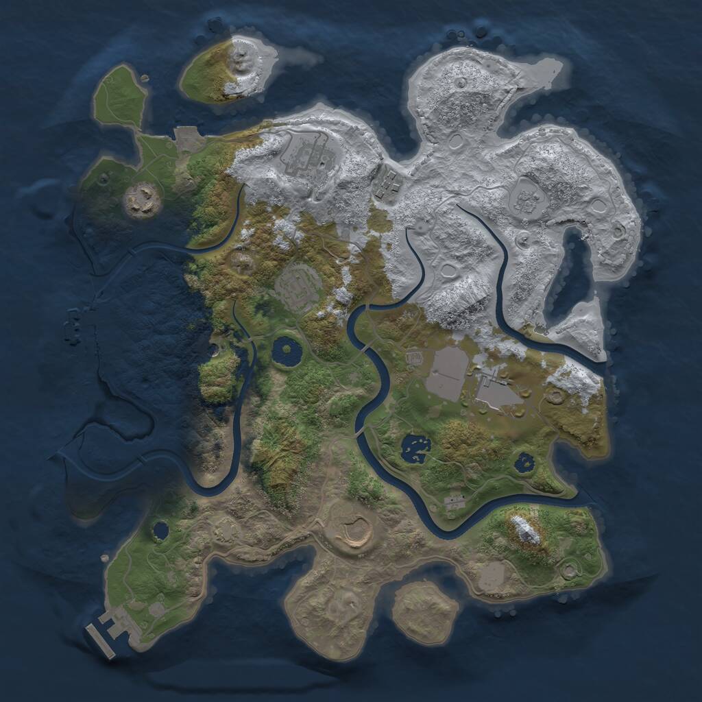 Rust Map: Procedural Map, Size: 3500, Seed: 132424, 13 Monuments