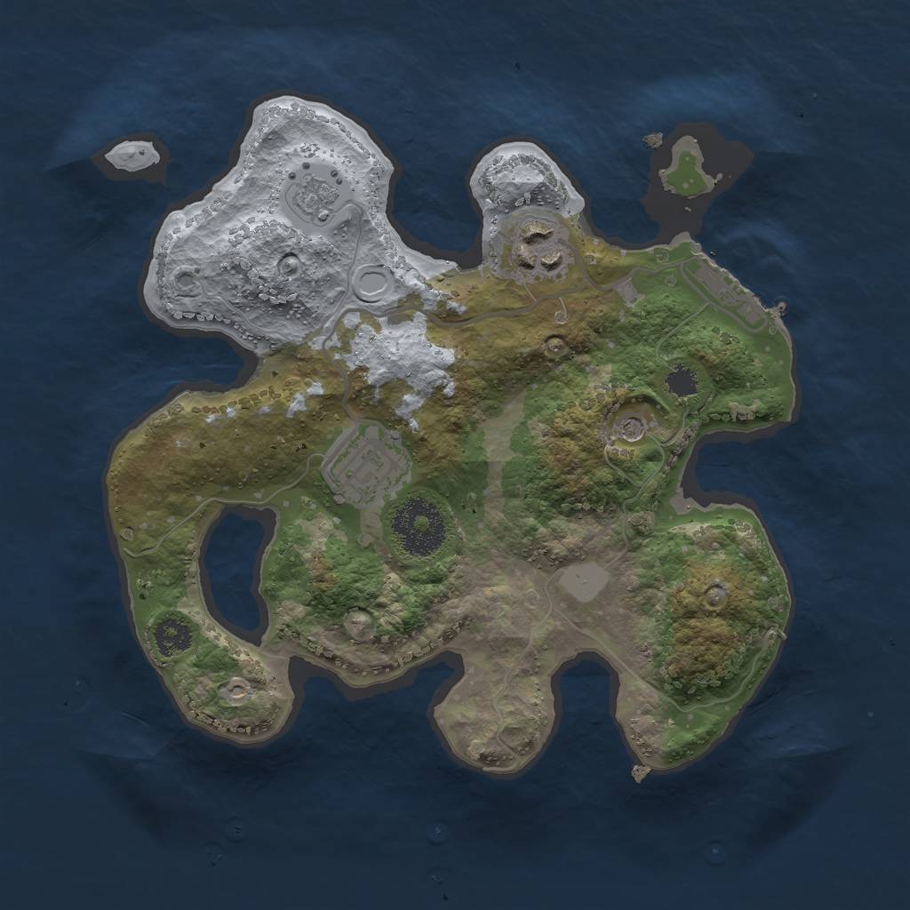 Rust Map: Procedural Map, Size: 2500, Seed: 15785, 10 Monuments