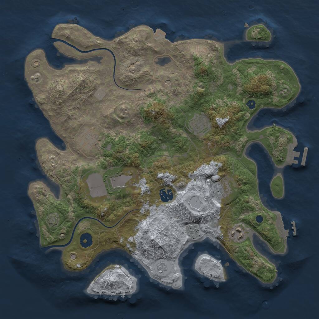 Rust Map: Procedural Map, Size: 3500, Seed: 335076592, 13 Monuments