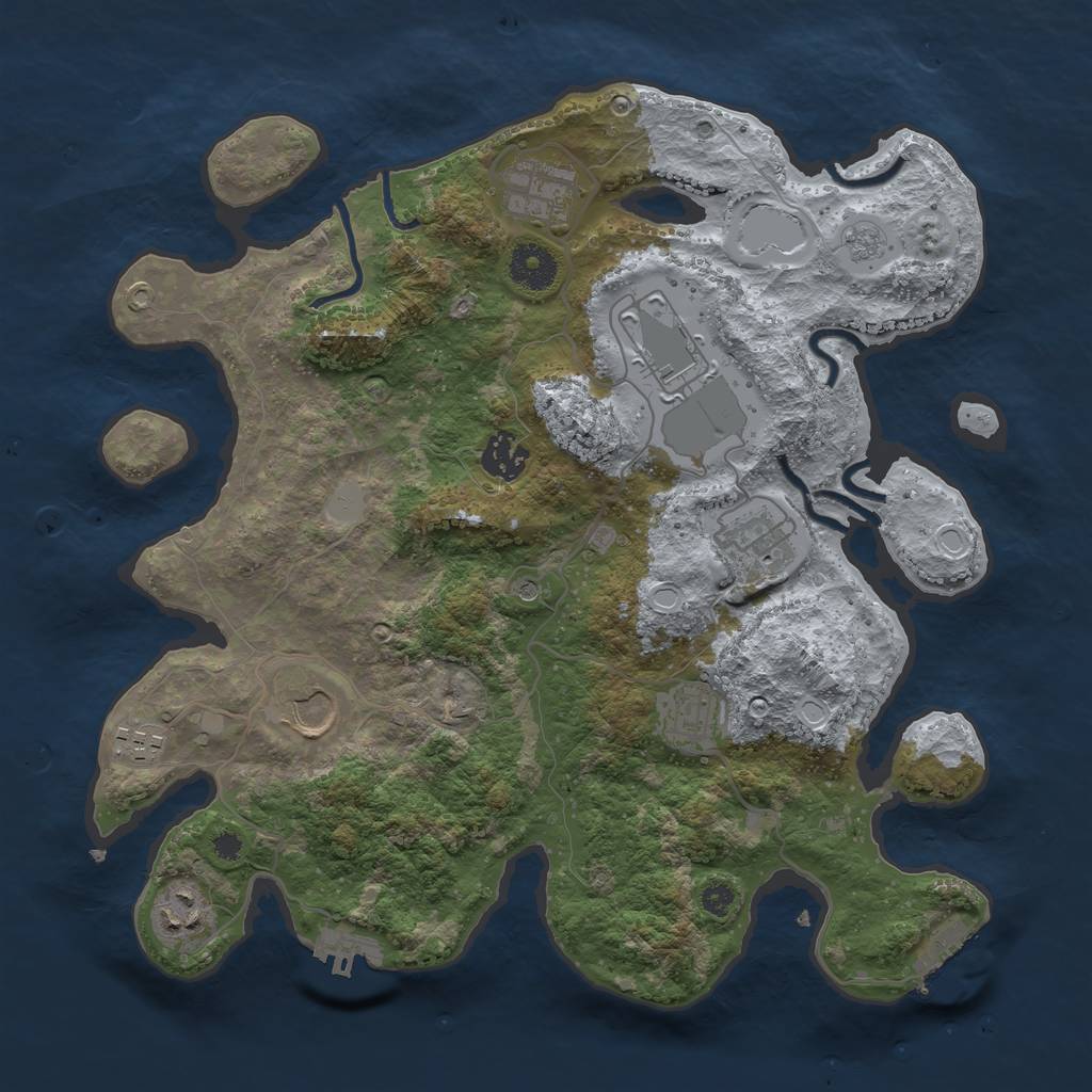 Rust Map: Procedural Map, Size: 3500, Seed: 5858, 17 Monuments