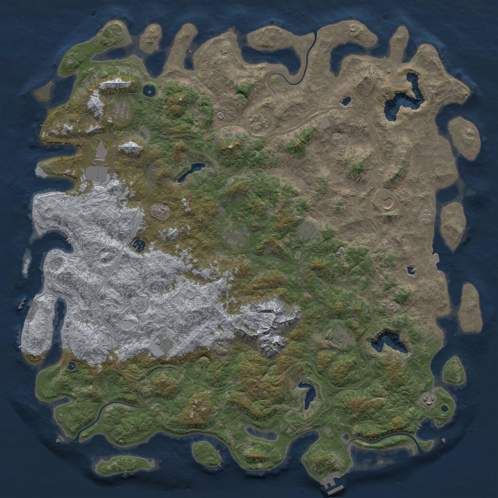 Rust Map: Procedural Map, Size: 6000, Seed: 169812144, 17 Monuments