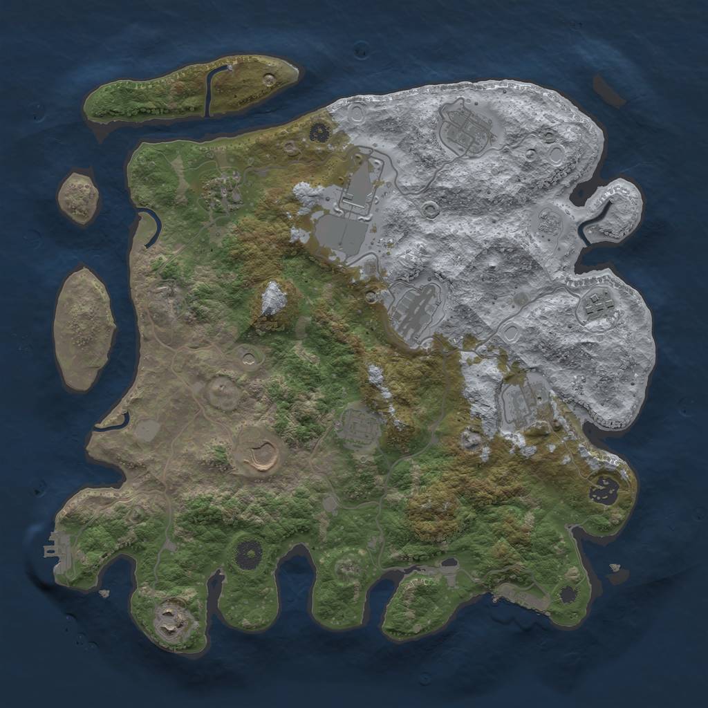 Rust Map: Procedural Map, Size: 3700, Seed: 629946225, 19 Monuments