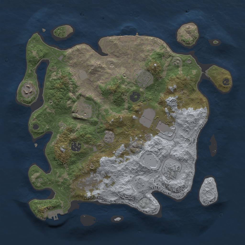 Rust Map: Procedural Map, Size: 3500, Seed: 17368815, 17 Monuments