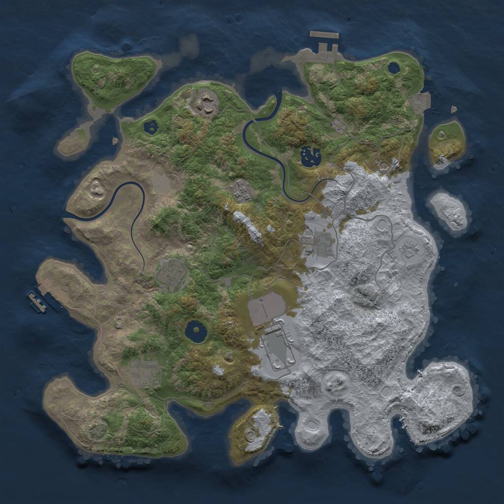 Rust Map: Procedural Map, Size: 3500, Seed: 30070701, 13 Monuments
