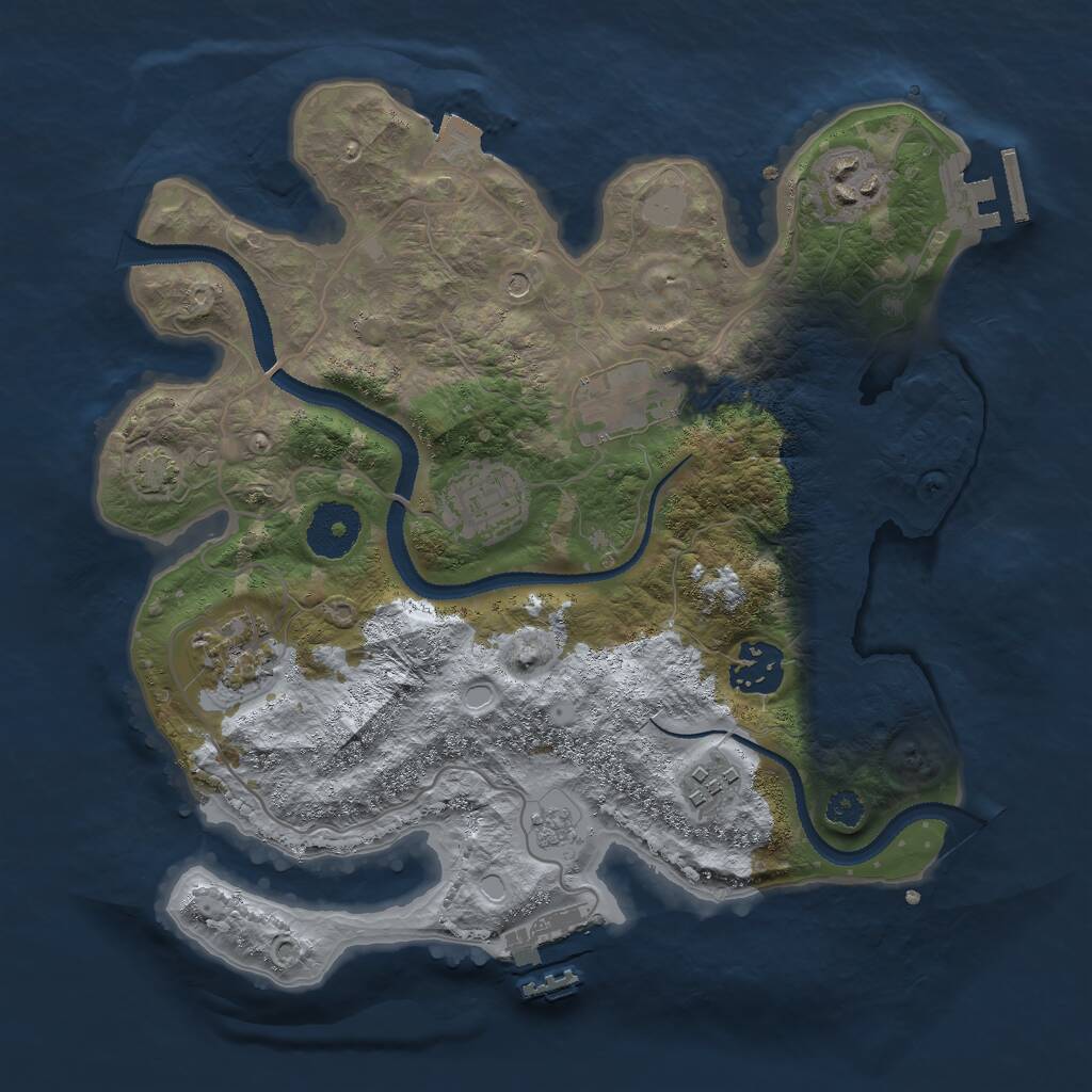 Rust Map: Procedural Map, Size: 3000, Seed: 2139207431, 12 Monuments