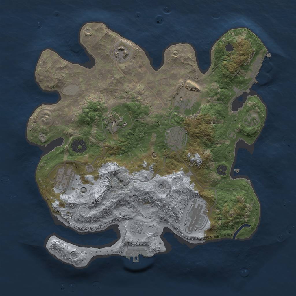 Rust Map: Procedural Map, Size: 3000, Seed: 2139207431, 15 Monuments