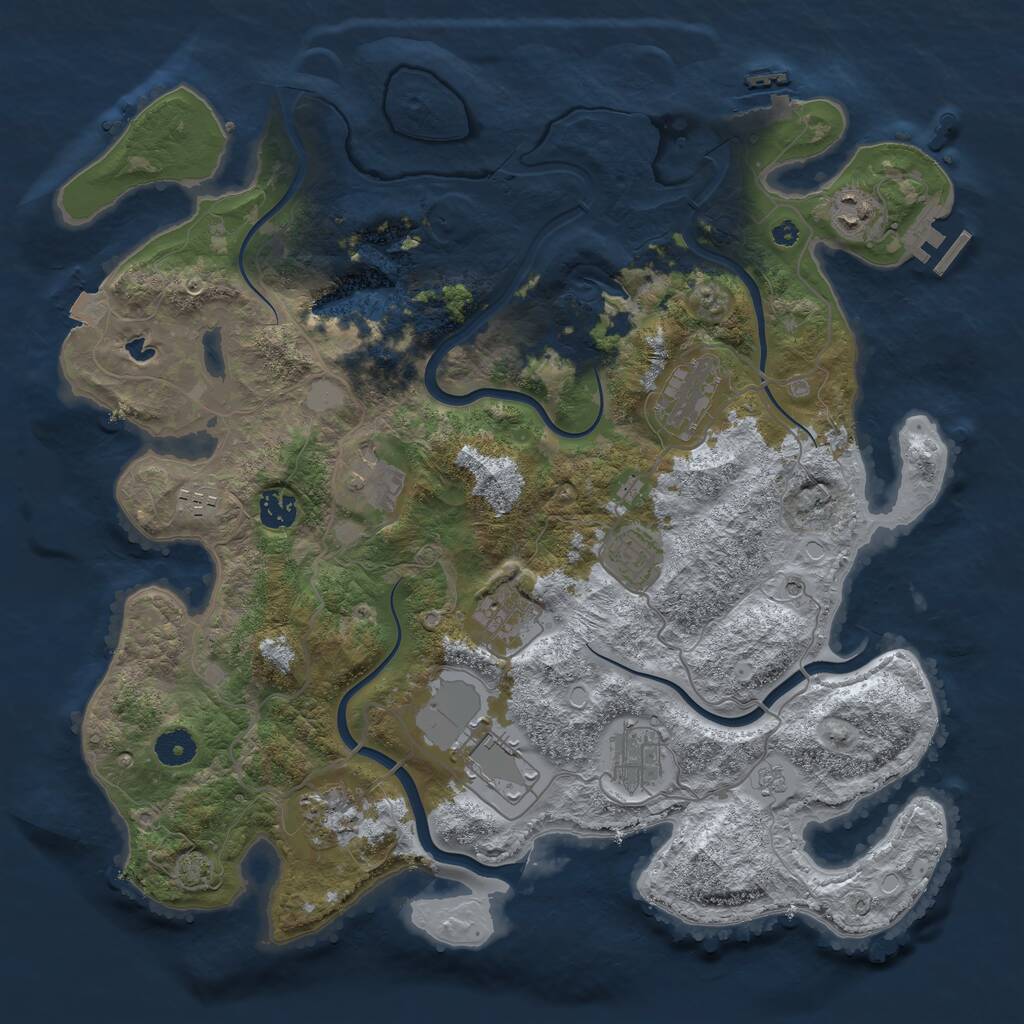 Rust Map: Procedural Map, Size: 4000, Seed: 163957666, 16 Monuments