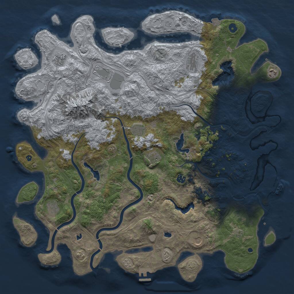 Rust Map: Procedural Map, Size: 5000, Seed: 4446734, 16 Monuments