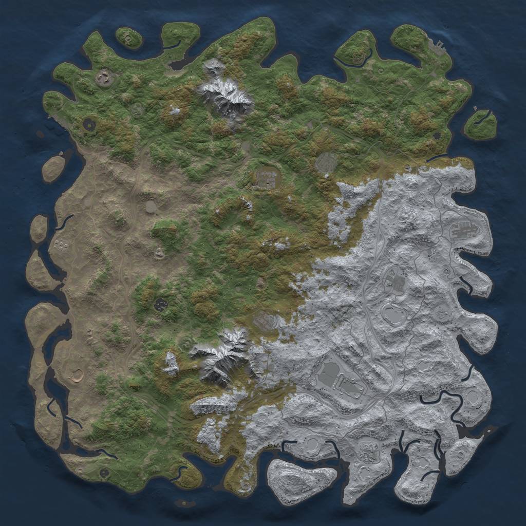 Rust Map: Procedural Map, Size: 6000, Seed: 181092453, 20 Monuments