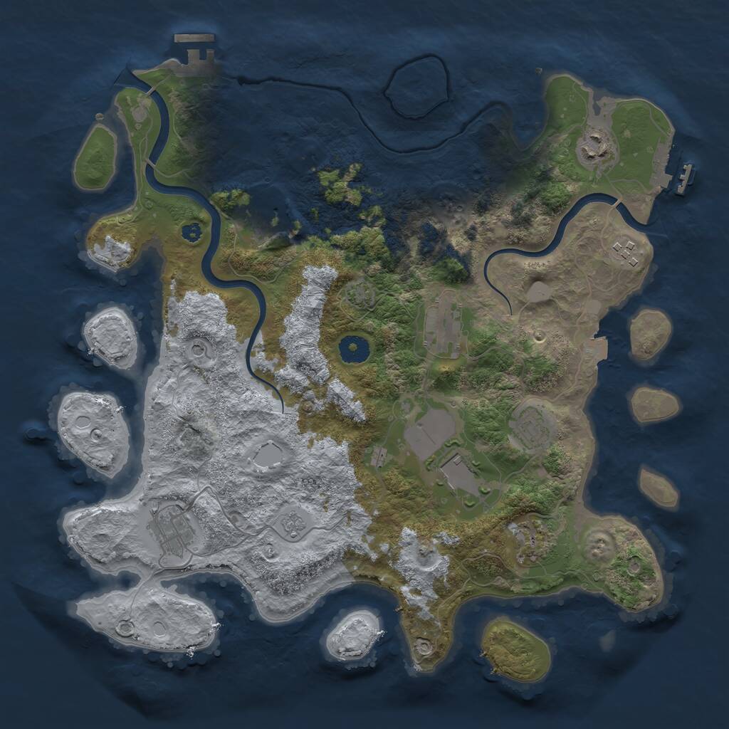 Rust Map: Procedural Map, Size: 3700, Seed: 113680231, 14 Monuments