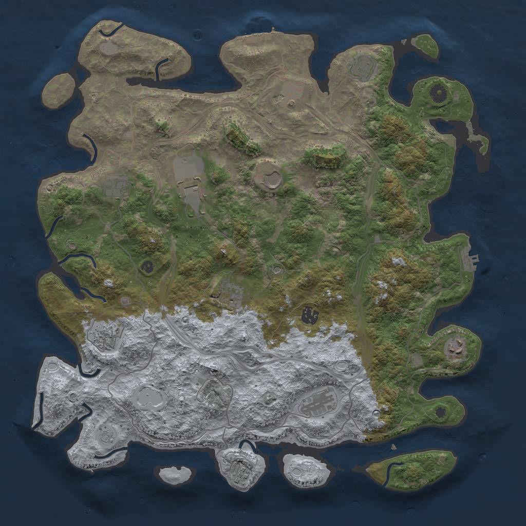 Rust Map: Procedural Map, Size: 4500, Seed: 77777777, 20 Monuments