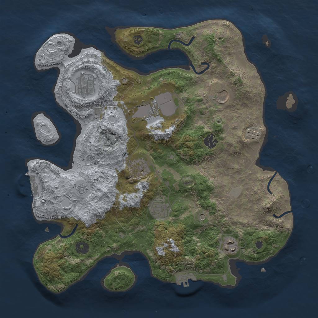 Rust Map: Procedural Map, Size: 3500, Seed: 7790377, 17 Monuments