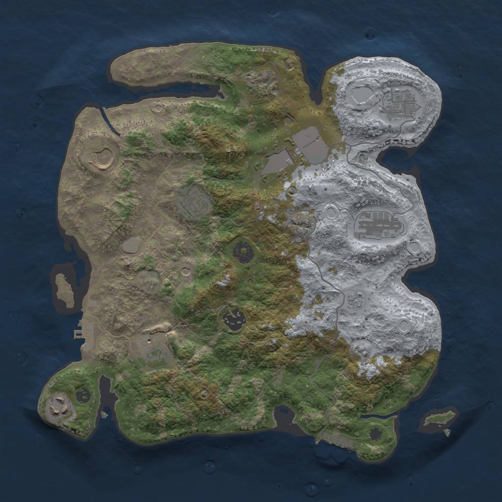 Rust Map: Procedural Map, Size: 3500, Seed: 516674554, 18 Monuments