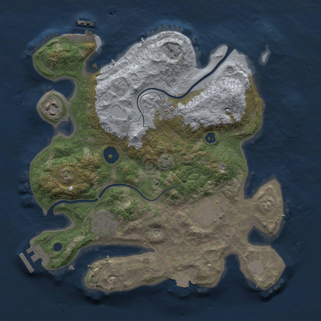 Rust Map: Procedural Map, Size: 3000, Seed: 57355456, 9 Monuments