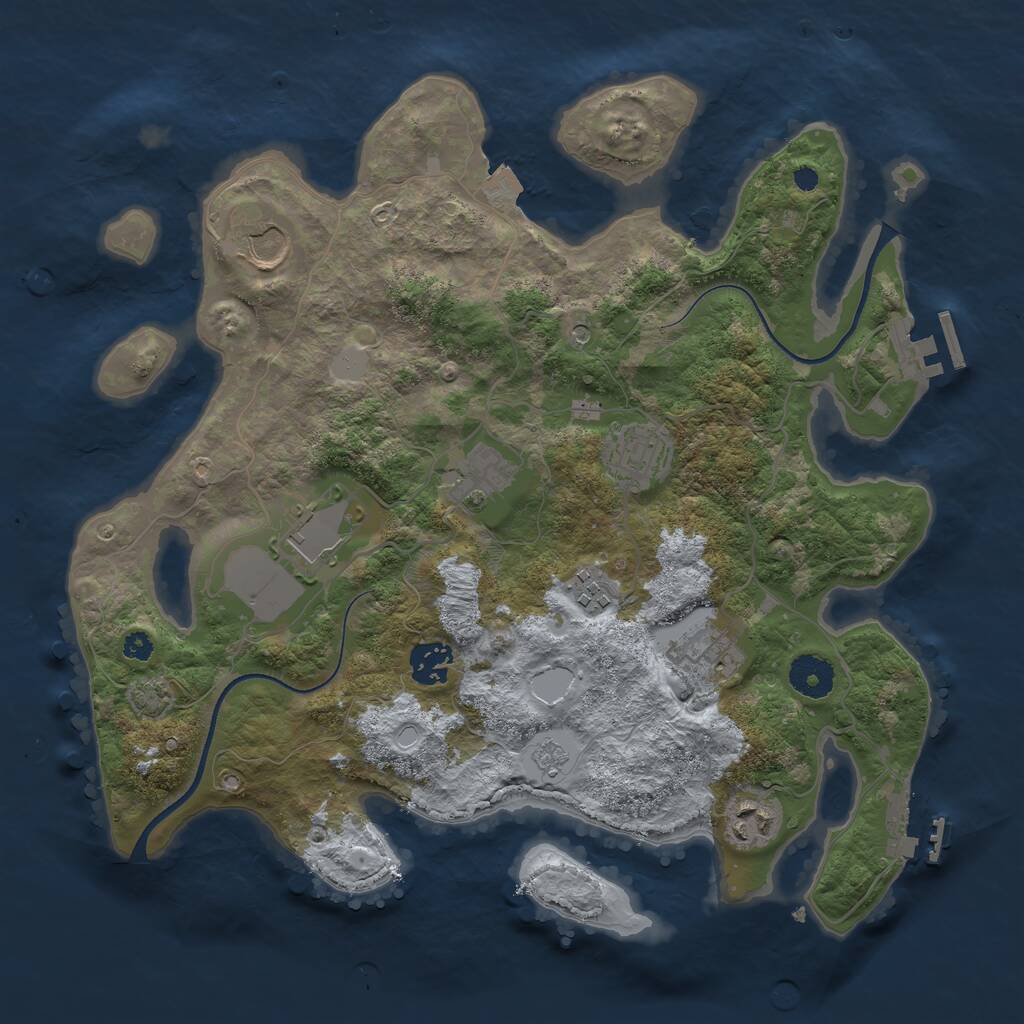 Rust Map: Procedural Map, Size: 3500, Seed: 1744625643, 14 Monuments